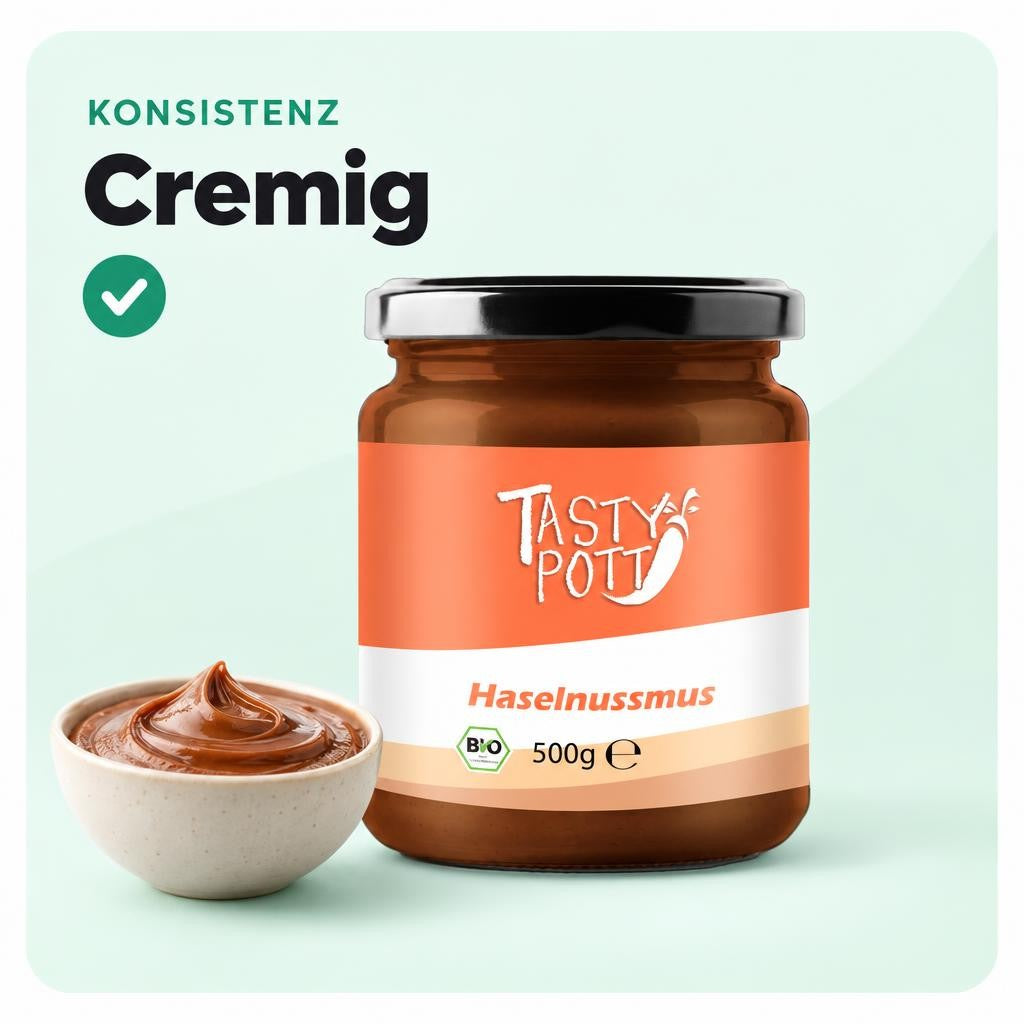 Tasty Pott Bio Haselnussmus 500g Glas – Bild 4