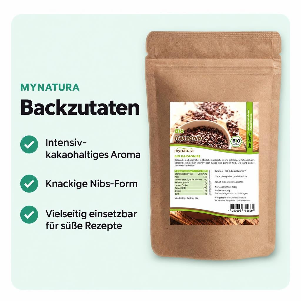 Knusprige Bio-Kakaonibs für Müsli, Bowls, Backen und kreative Desserts.
