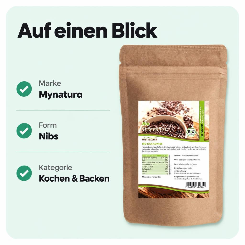 Mynatura Bio Kakaonibs - 1kg Beutel – Bild 3
