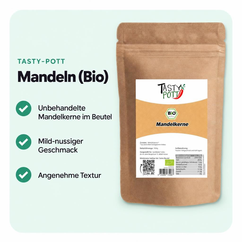 Tasty Pott Bio Mandelkerne - unbehandelt - im Beutel – Bild 2