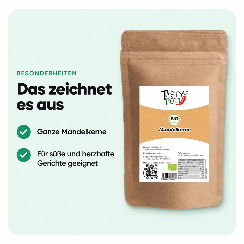 Tasty Pott Bio Mandelkerne - unbehandelt - im Beutel – Bild 5