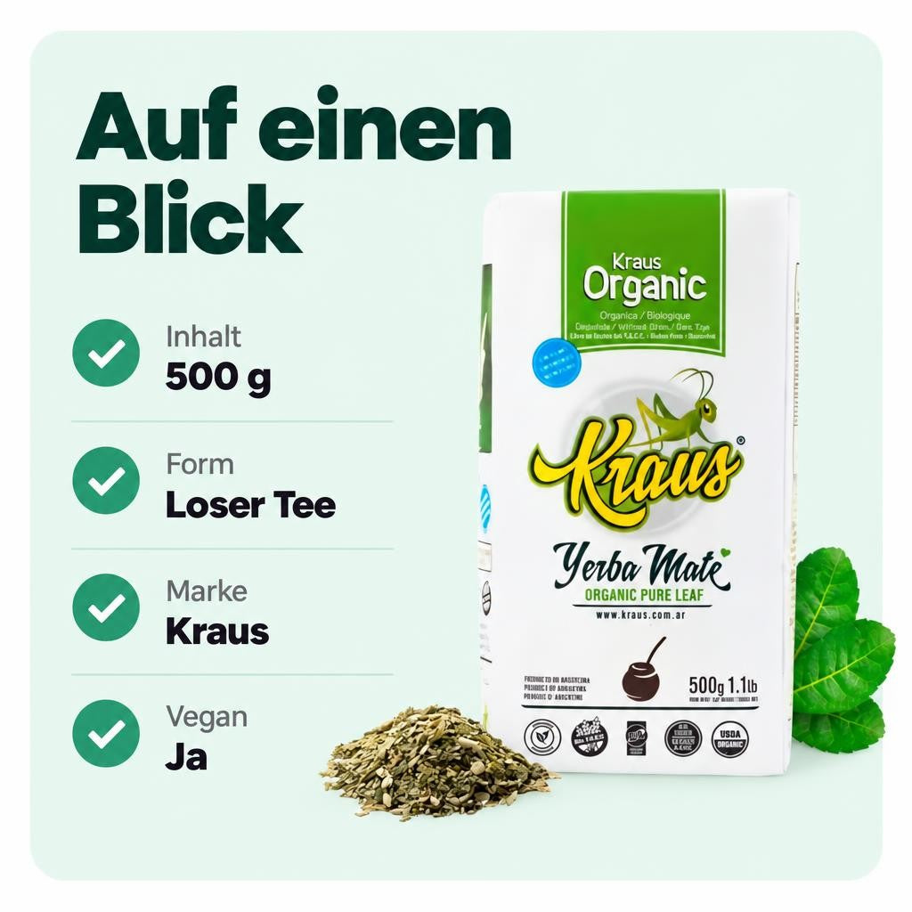 Bio Mate Tee Kraus Pure Leaf Organic - pura hoja/ohne Stängel und Pulver - 500g – Bild 3