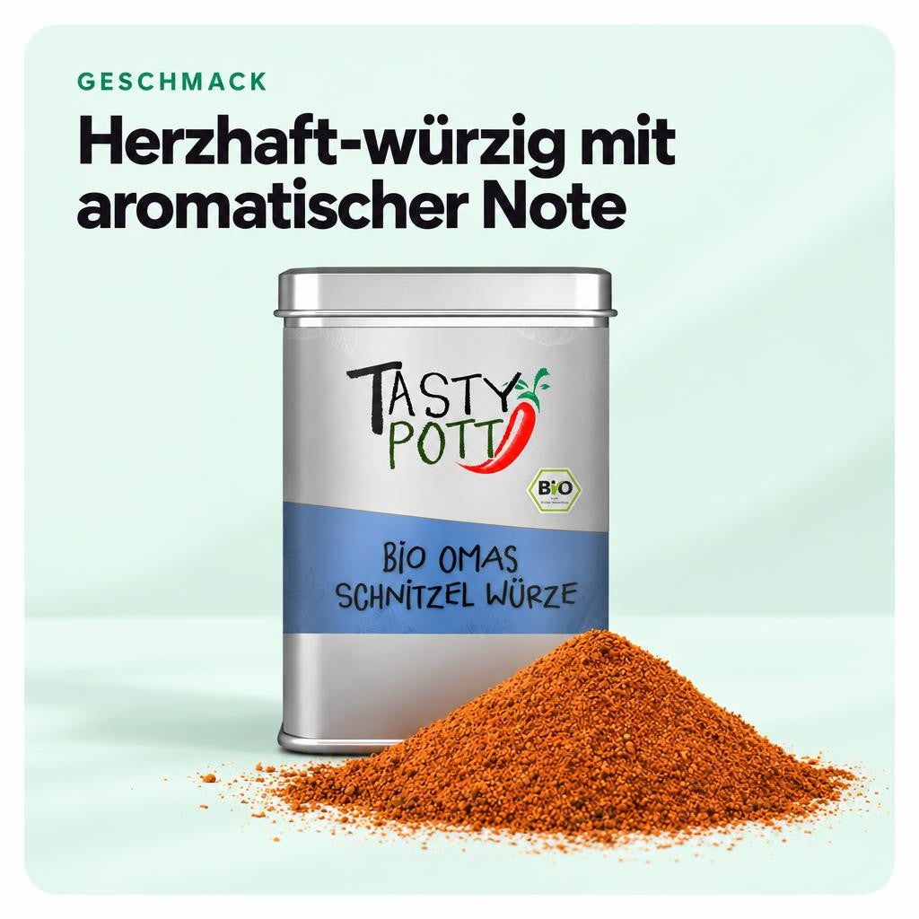Tasty Pott Bio Omas Schnitzel Würze 100g Dose – Bild 4