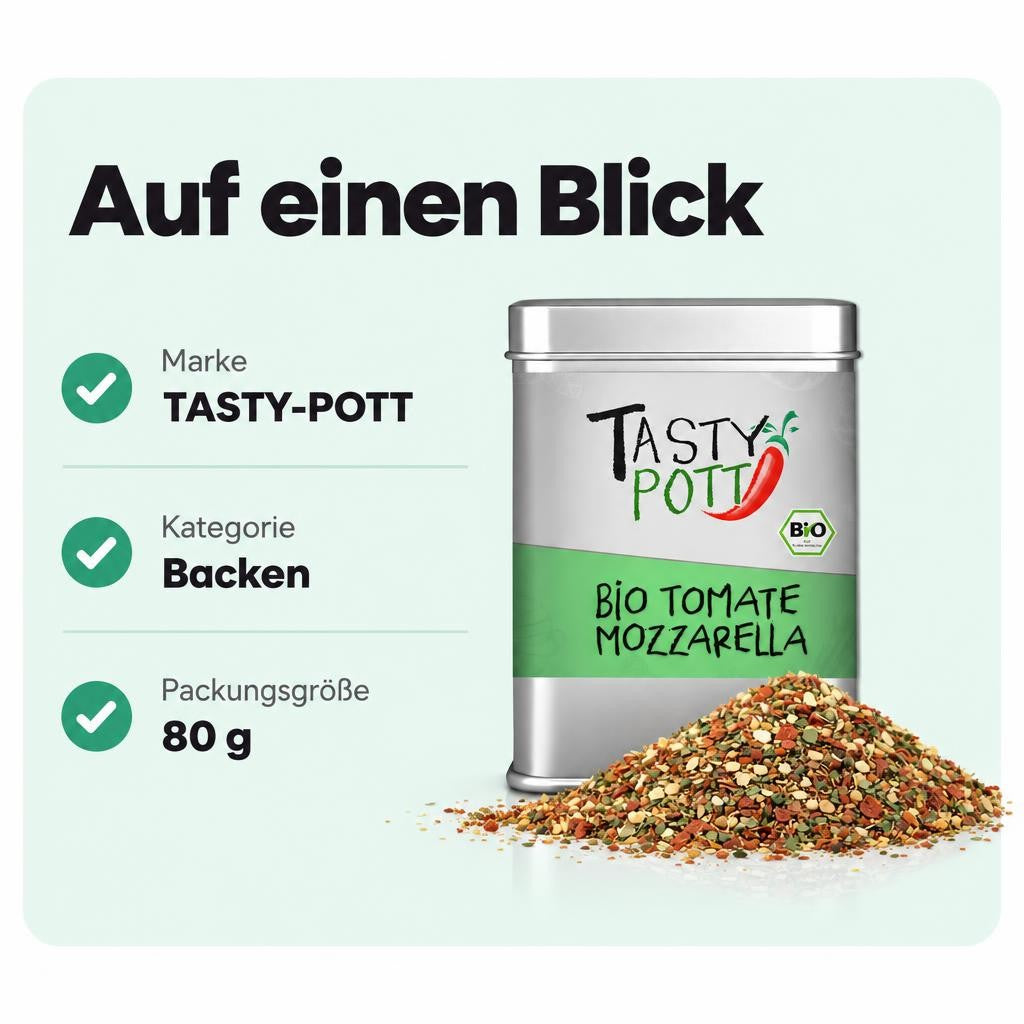 Tasty Pott Bio Tomate Mozzarella Würze - 80g Dose – Bild 3