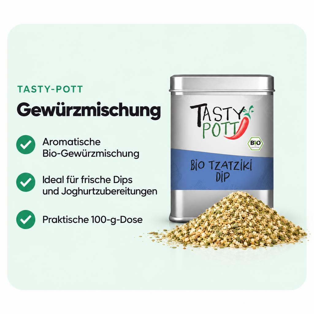 Aromatische Bio-Gewürzmischung für Dips und Joghurtzubereitungen.