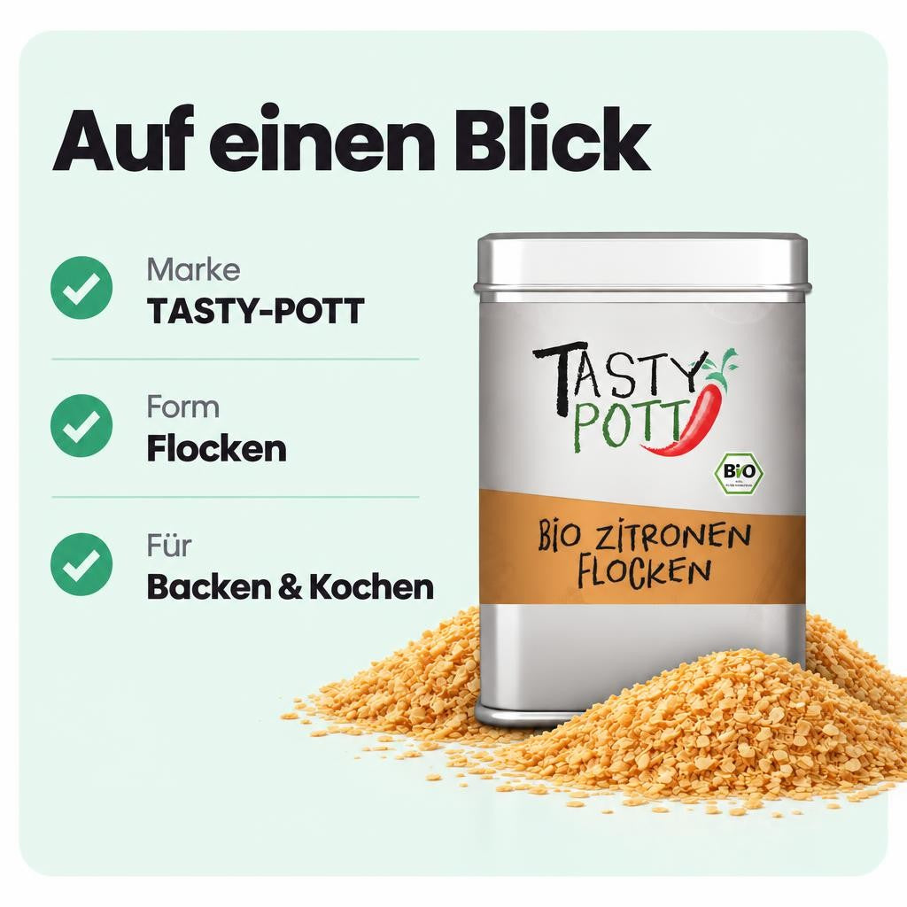Tasty Pott Bio Zitronenschalen Flocken - 100g Dose – Bild 3