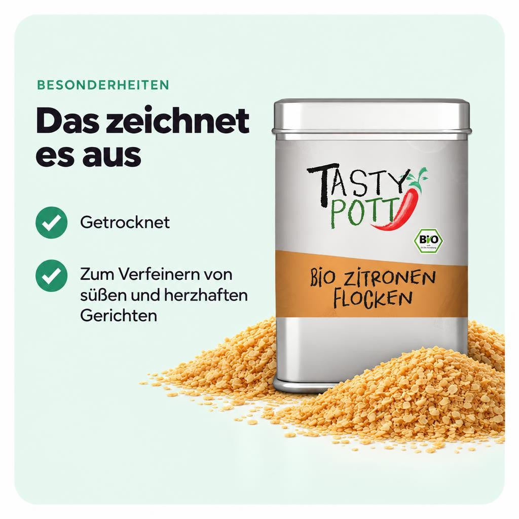 Tasty Pott Bio Zitronenschalen Flocken - 100g Dose – Bild 5