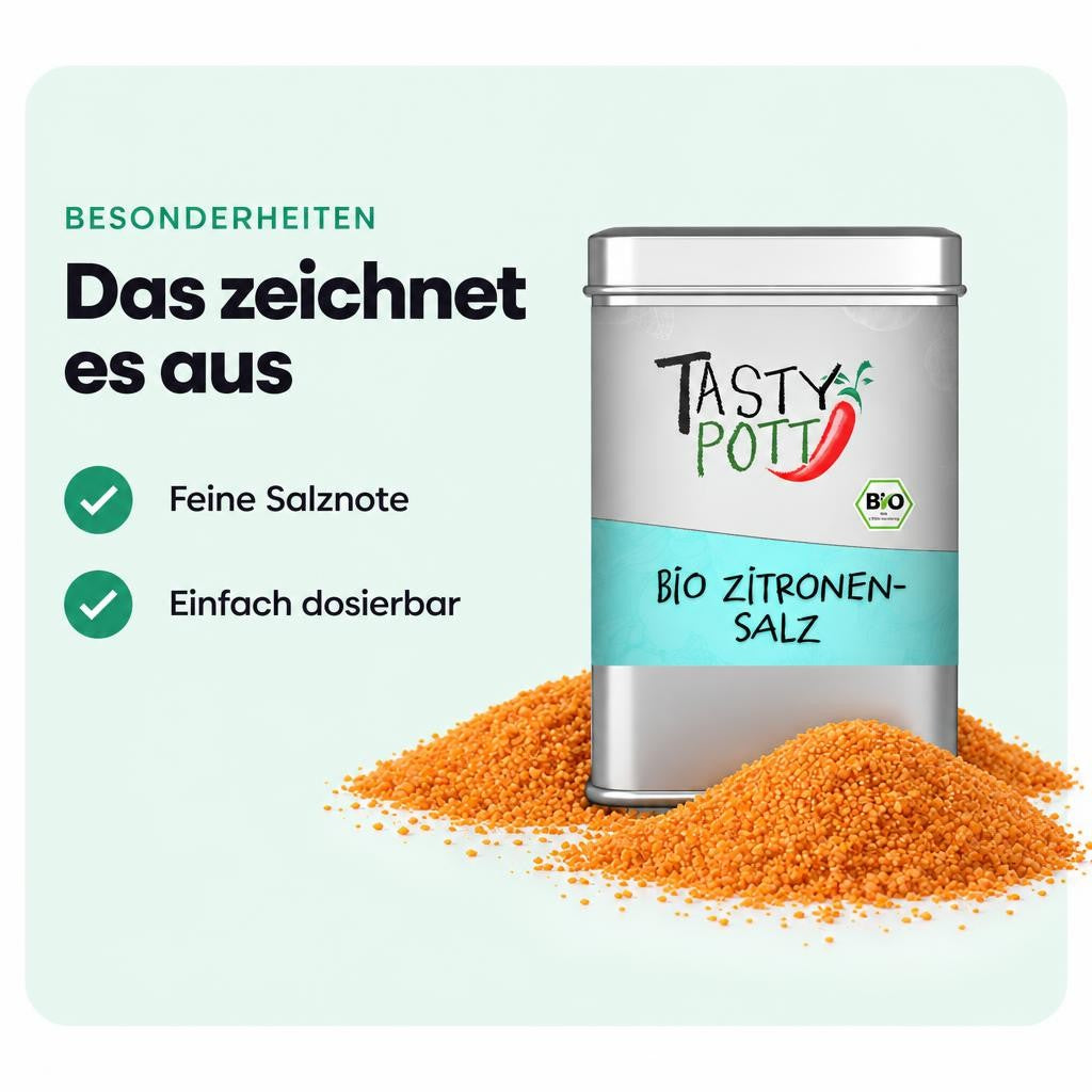 Tasty Pott Bio Zitronensalz - Salz - 100g Dose – Bild 5