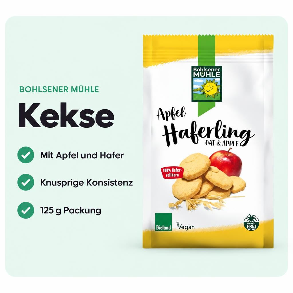 Knusprige Haferkekse mit Apfel – passend zu Tee, Kaffee oder als Snack zwischendurch.
