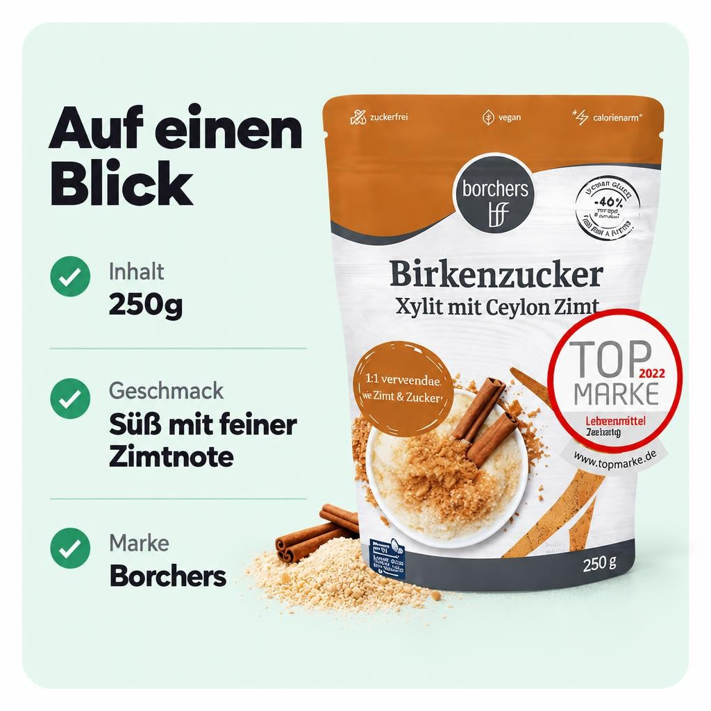 borchers Birkenzucker 100% Xylit mit Ceylon Zimt - 250g – Bild 3