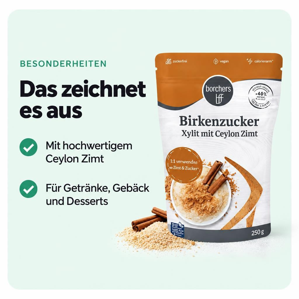 borchers Birkenzucker 100% Xylit mit Ceylon Zimt - 250g – Bild 5