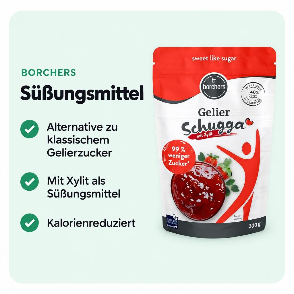 BORCHERS Gelier Schugga mit Xylit, Alternative zu Gelierzucker, 1:1 wie Zucker, kalorienreduziert, Süßungsmittel 300g – Bild 2