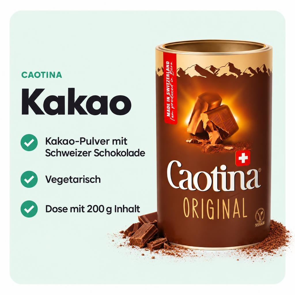 Kakaopulver für heiße oder kalte Trinkschokolade in der 200g Dose.