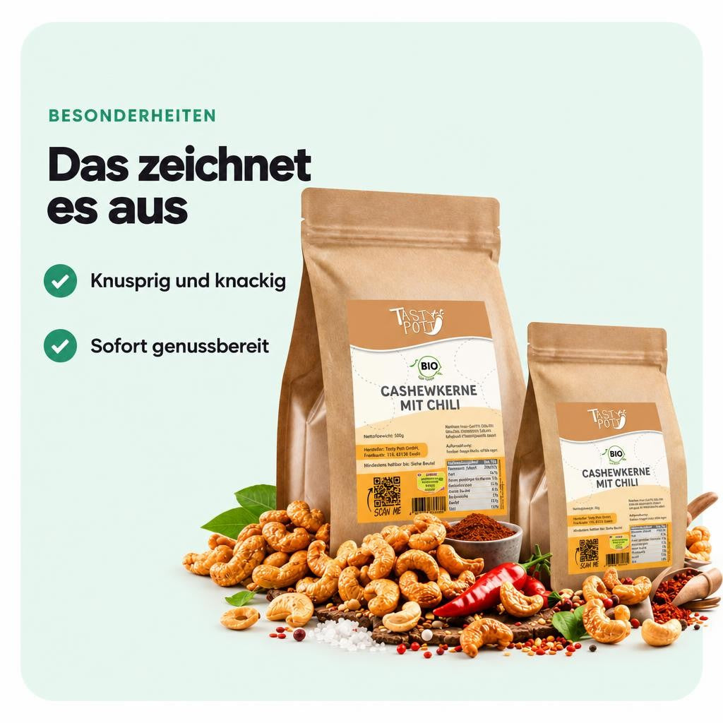 Tasty Pott Cashewkerne Chili geröstet und gesalzen - im Beutel – Bild 5