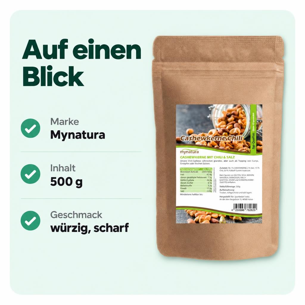 Mynatura Cashewkerne mit Chili und Salz – 500g – Bild 3