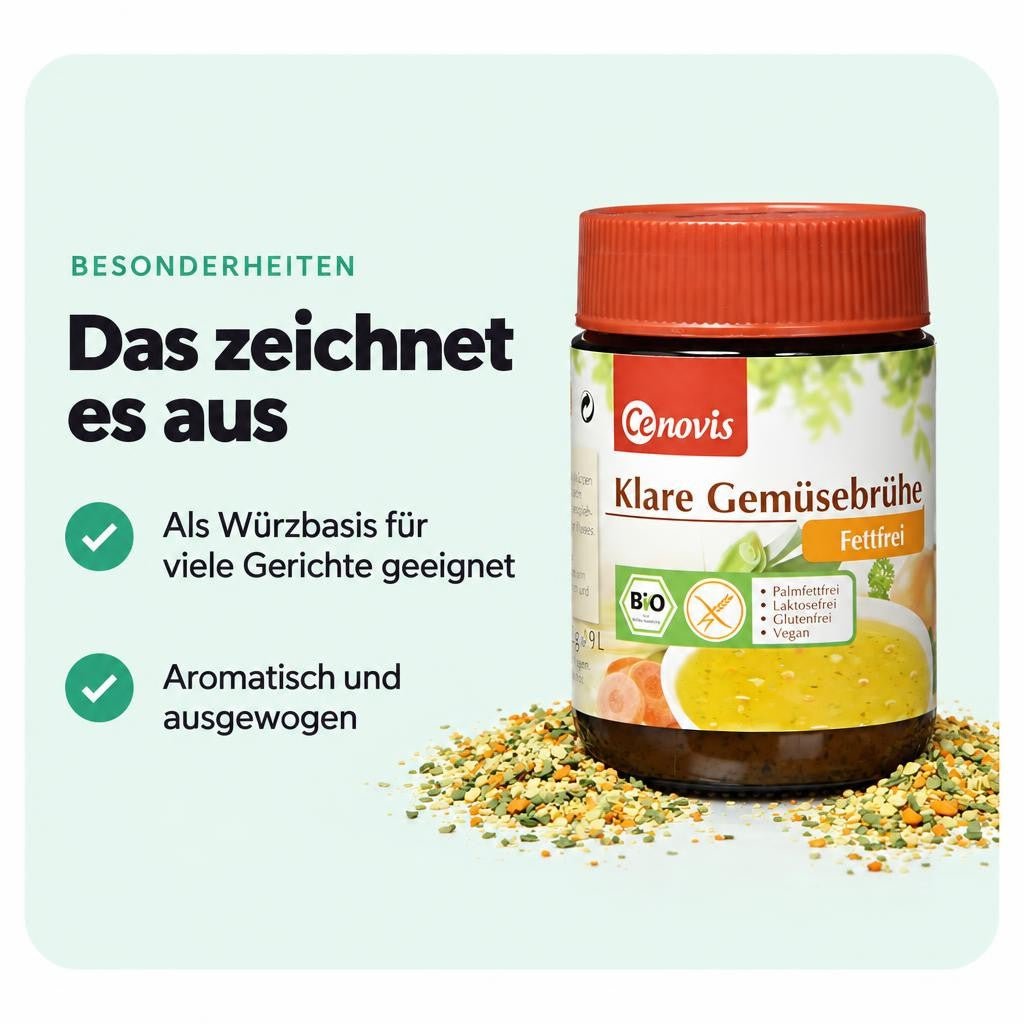 Ohne Fett, tierische Bestandteile und Gluten
