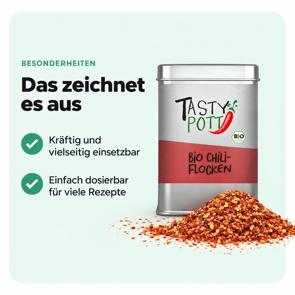 Tasty Pott Bio Chiliflocken scharf - 50g Dose – Bild 5