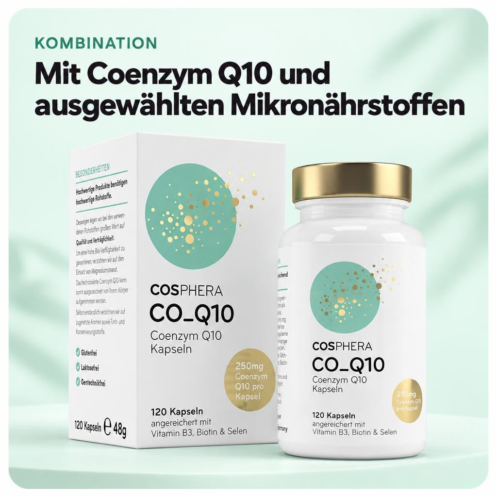 Cosphera Coenzym Q10 hochdosiert 250mg pro Kapsel - 120 Kapseln – Bild 4