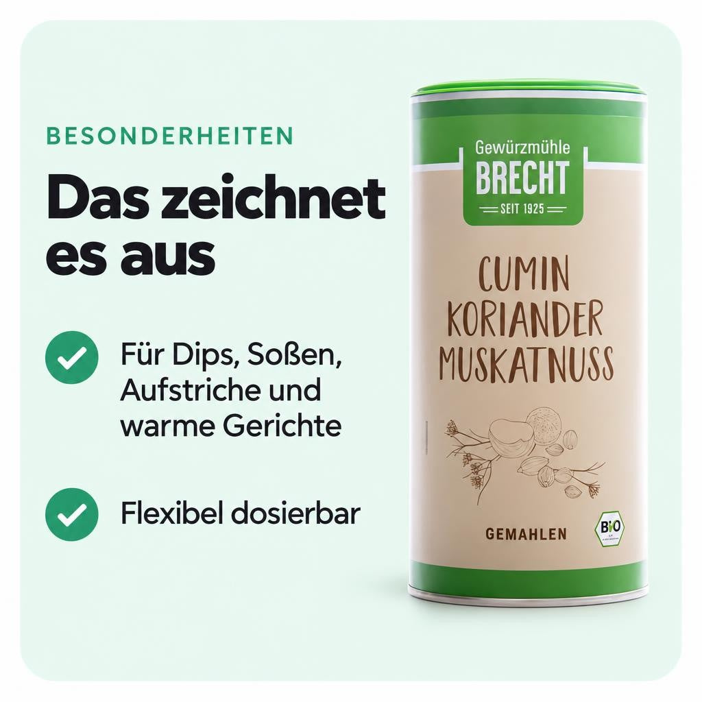 Brecht Cumin-Koriander-Muskatnuss Gewürzmischung gemahlen 220g – Bild 5