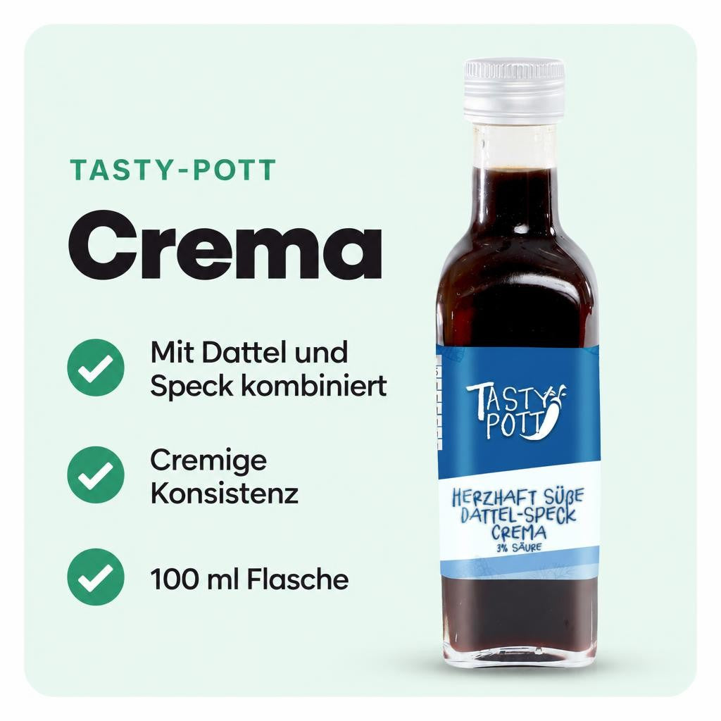 Herzhaft süße Dattel Speck Crema 100 ml Flasche von Tasty Pott – Bild 2