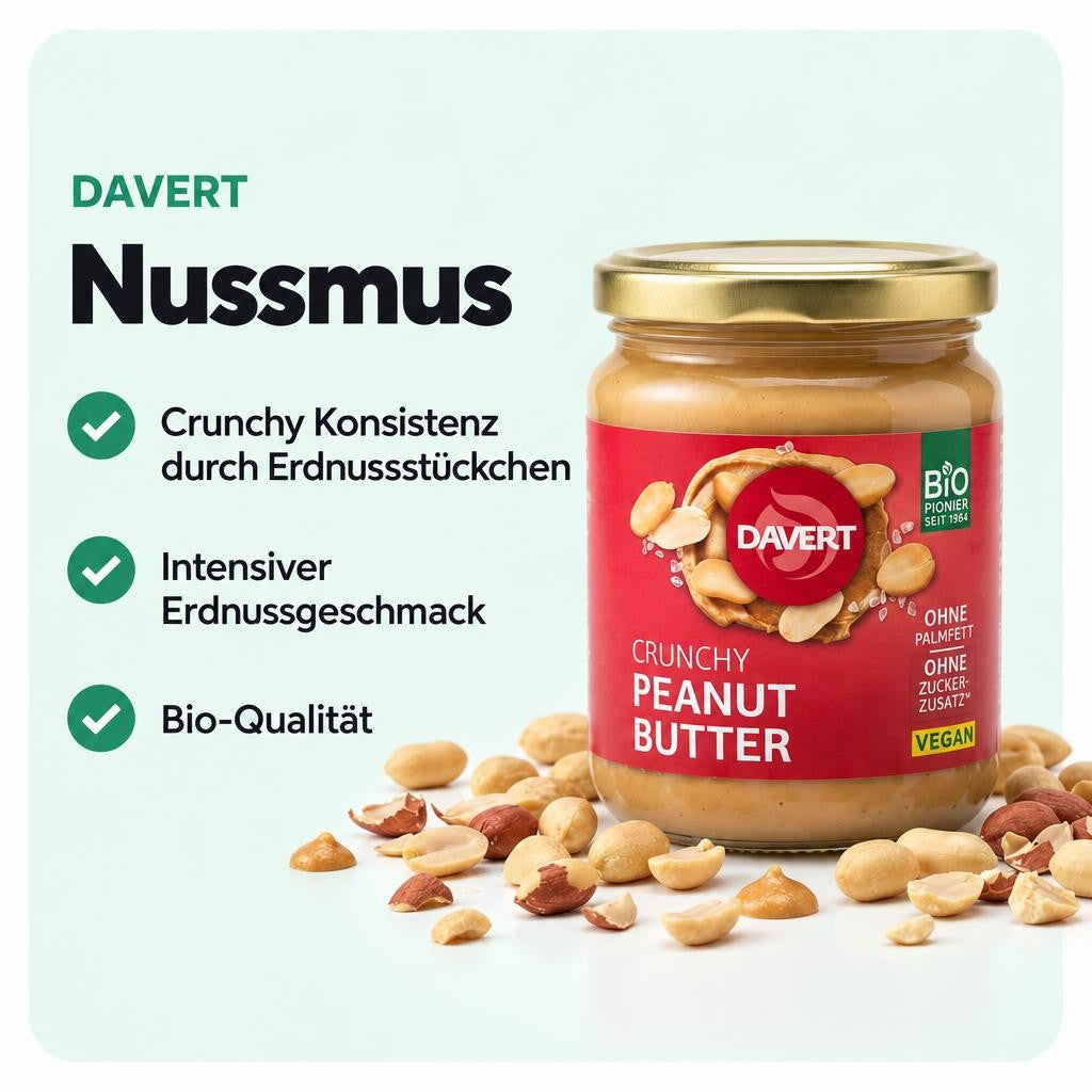 Davert bio Crunchy Peanutbutter 250g – Bild 2