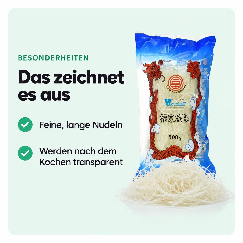 Diamond Glasnudeln, lang, Lungkou Vermicelli (6x500g) – Bild 5