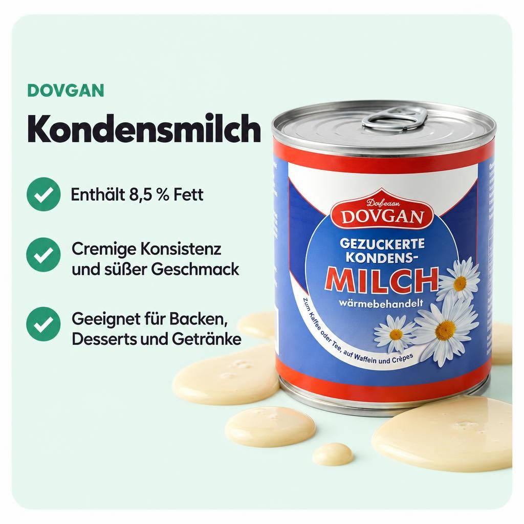DOVGAN gezuckerte Kondensmilch, 8,5% Fett (6x370g) – Bild 2