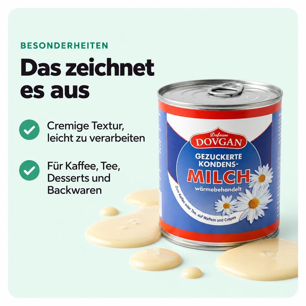 DOVGAN gezuckerte Kondensmilch, 8,5% Fett (6x370g) – Bild 5