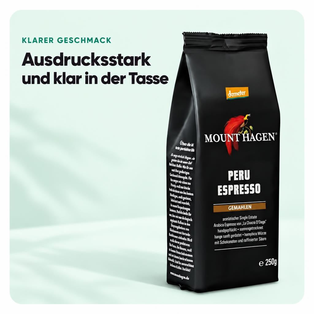 Mount Hagen Peru Espresso gemahlen, Single Origin, Demeter, 250g, – Bild 4