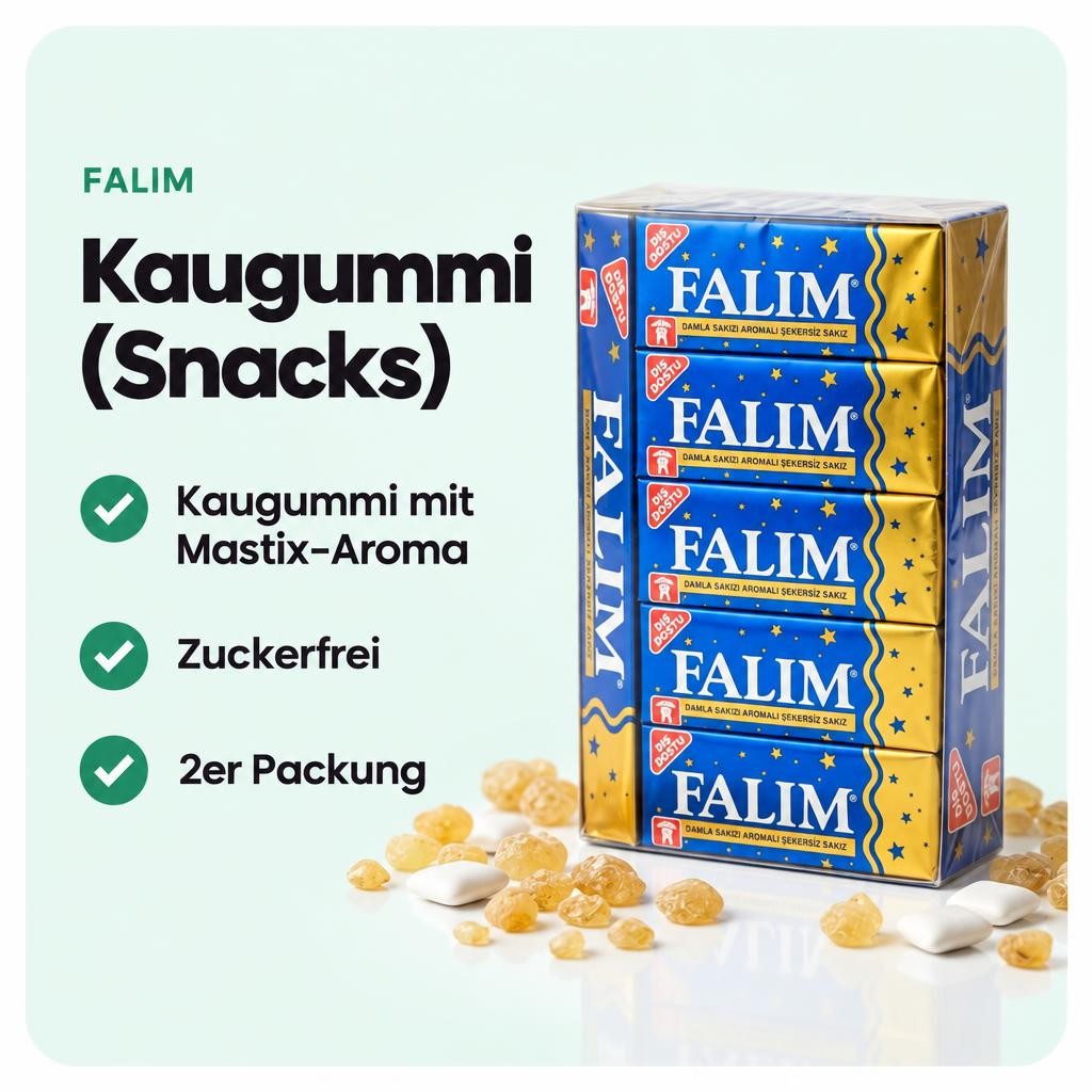 Kaugummi mit Mastix-Aroma im 2er Pack, zuckerfrei.