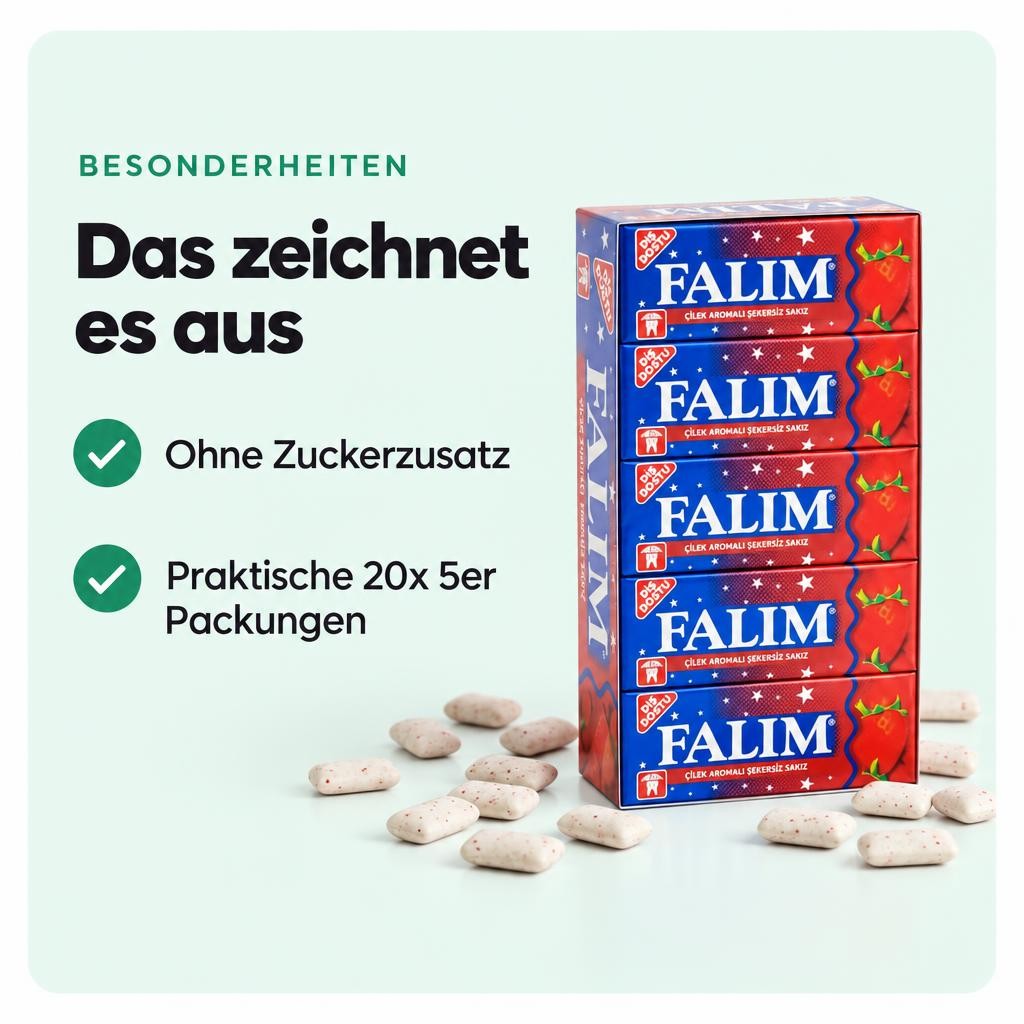 Falim Kaugummi mit Erdbeeraroma (20x 5Stück) – Bild 5