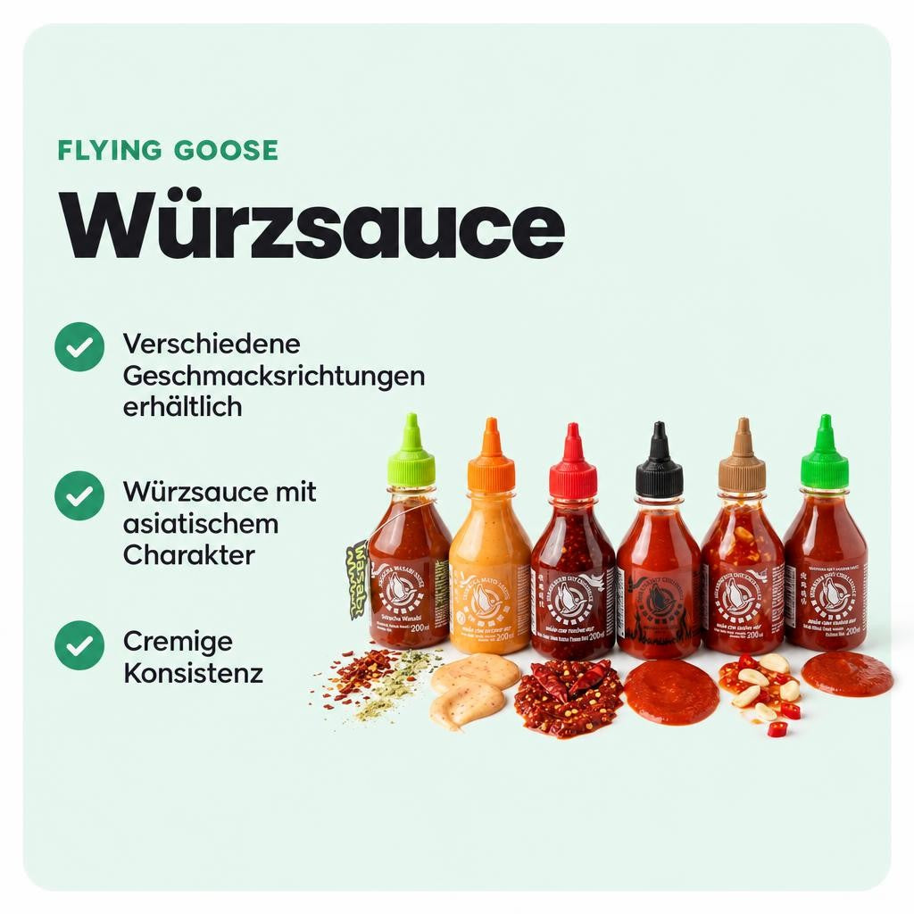 Flying Goose Sauce verschiedene Geschmäcker 200ml – Bild 2