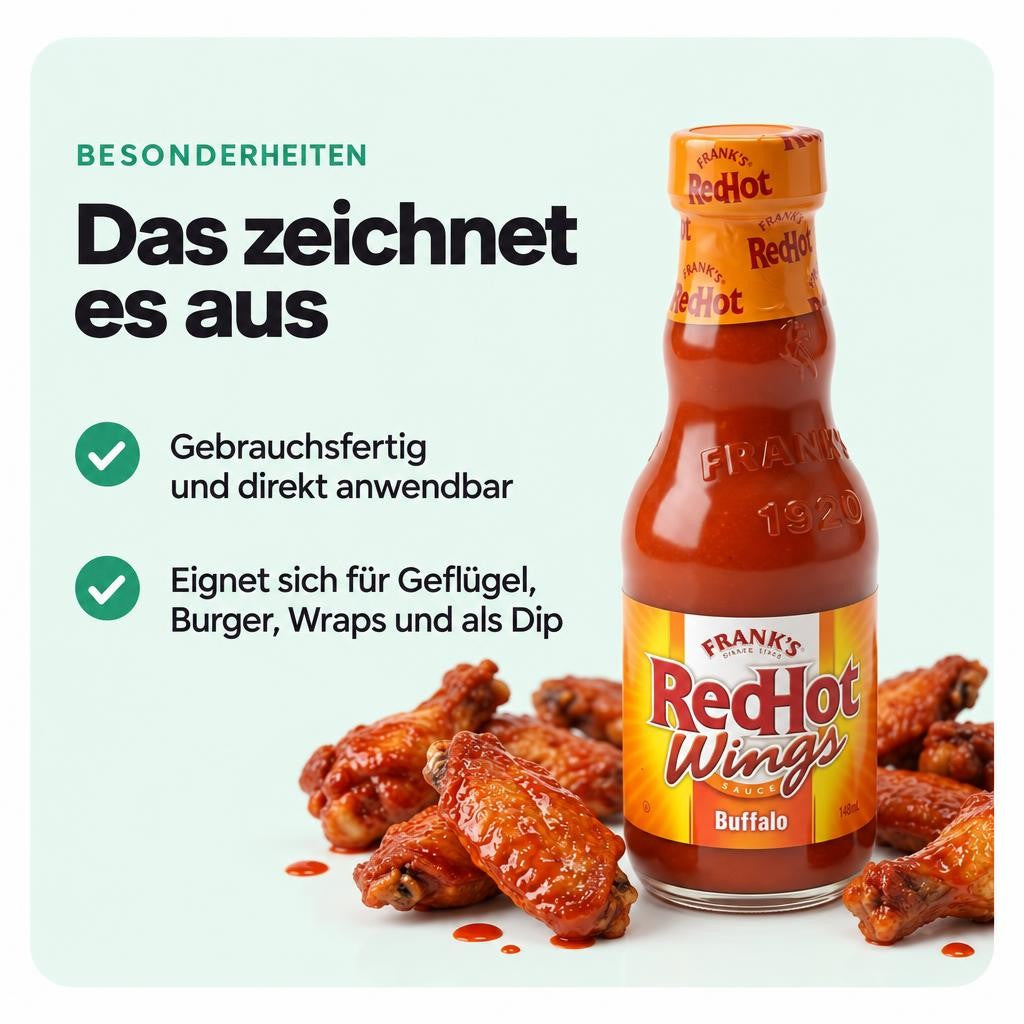 Franks Red Hot - Buffalo Wings Sauce (148ml) – Bild 5