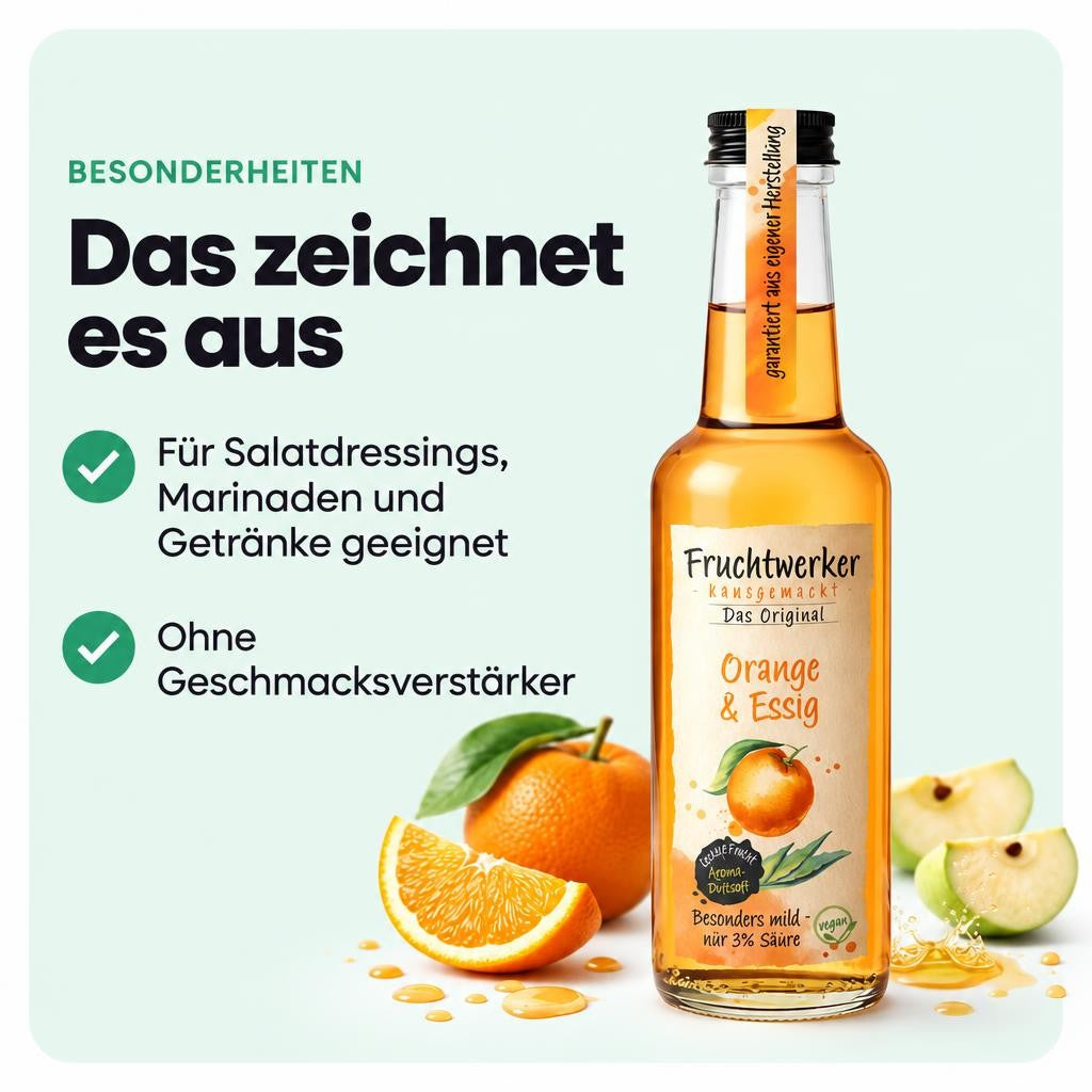 Fruchtwerker Essig und Frucht Set - Apfel + Zitrone + Orange - 750ml – Bild 5