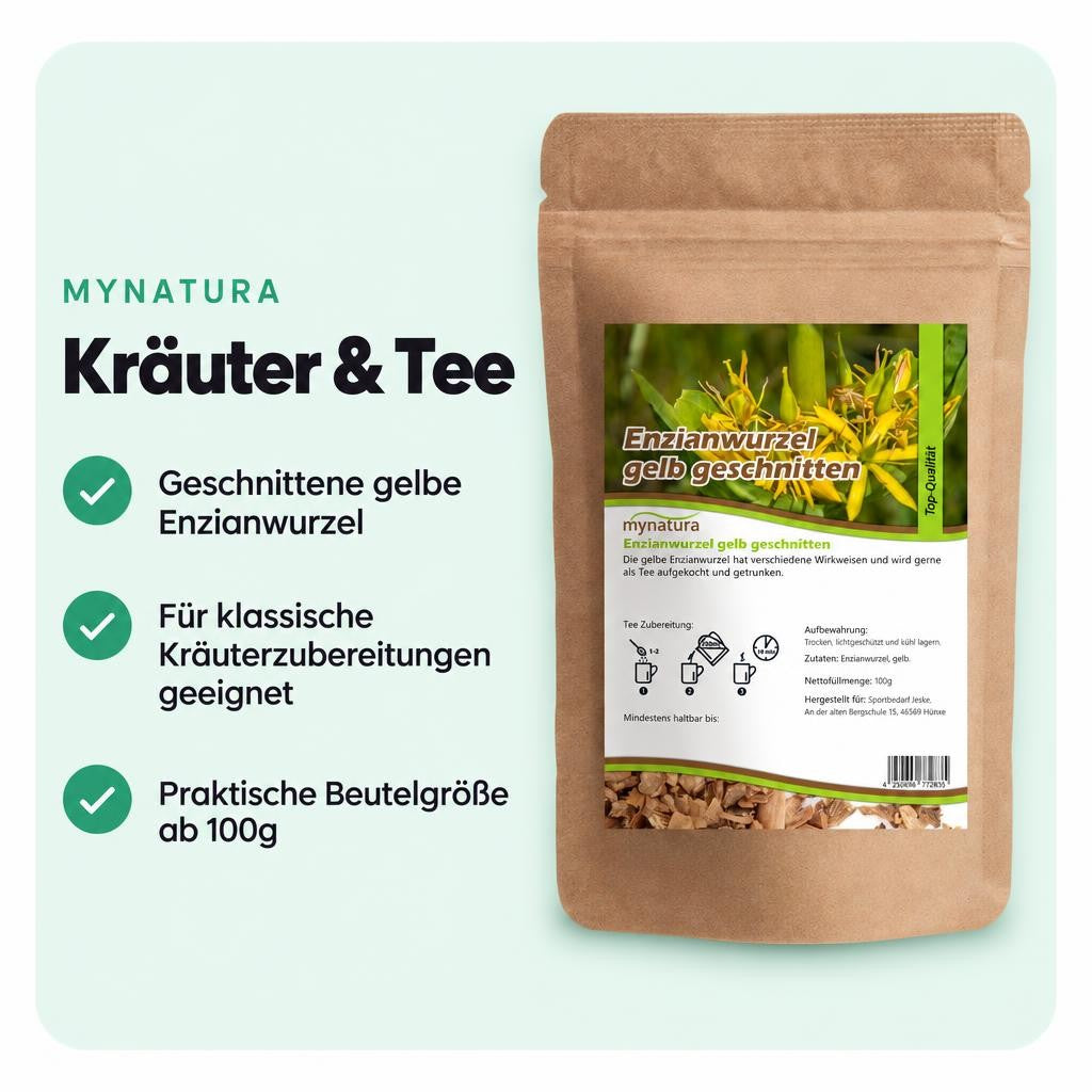 Mynatura gelbe Enzianwurzel - getrocknet und geschnitten - 100g – Bild 2