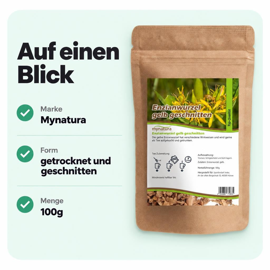 Mynatura gelbe Enzianwurzel - getrocknet und geschnitten - 100g – Bild 3