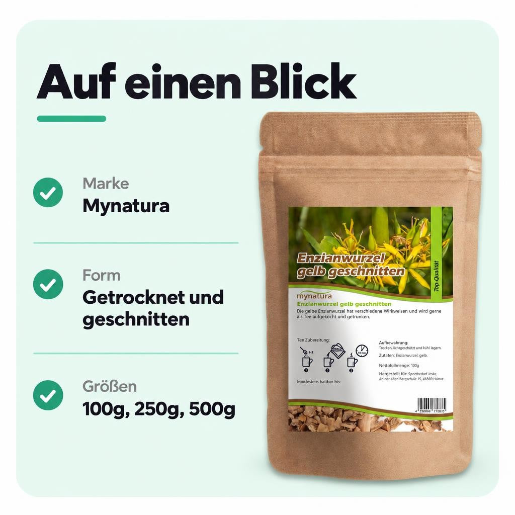 Mynatura Getrocknete und geschnittene gelbe Enzianwurzel – in verschiedenen Größen – Bild 3