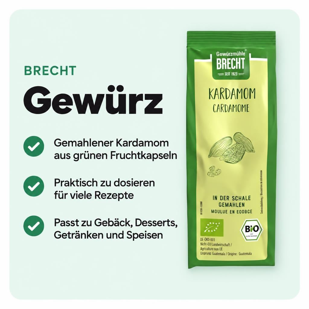 Brecht Kardamom gemahlen, Nachfüllbeutel 55g – Bild 2