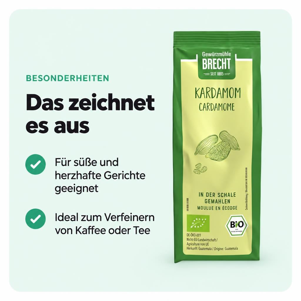 Brecht Kardamom gemahlen, Nachfüllbeutel 55g – Bild 5