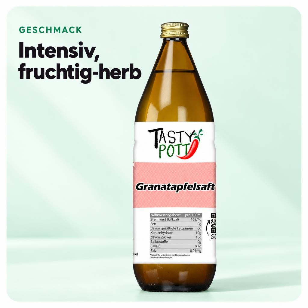 Tasty Pott Granatapfelsaft - Granatapfel Direktsaft aus 100 % Muttersaft  - 1L Flasche – Bild 4