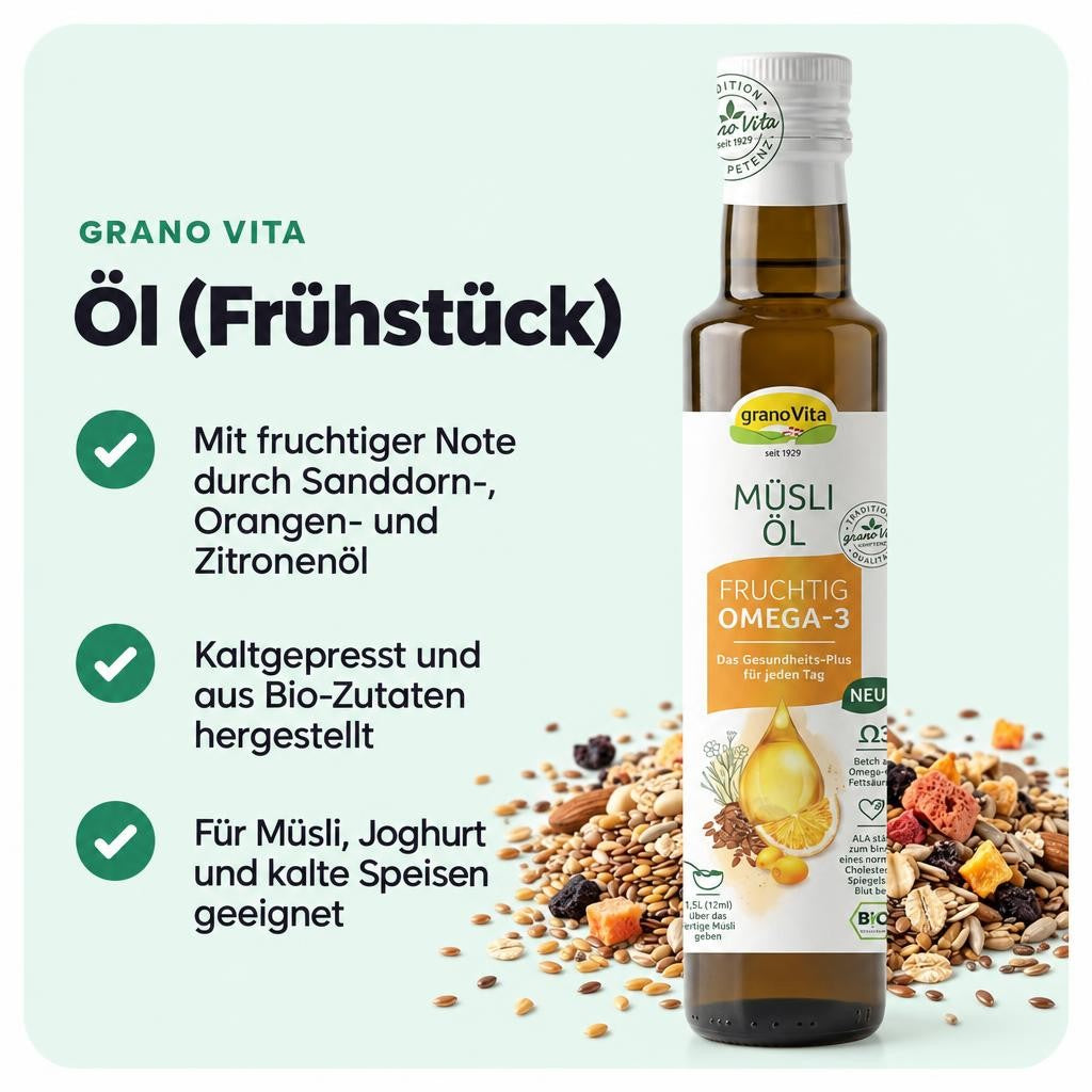 Grano Vita Müsli Öl Fruchtig Bio 250 ml – Bild 2