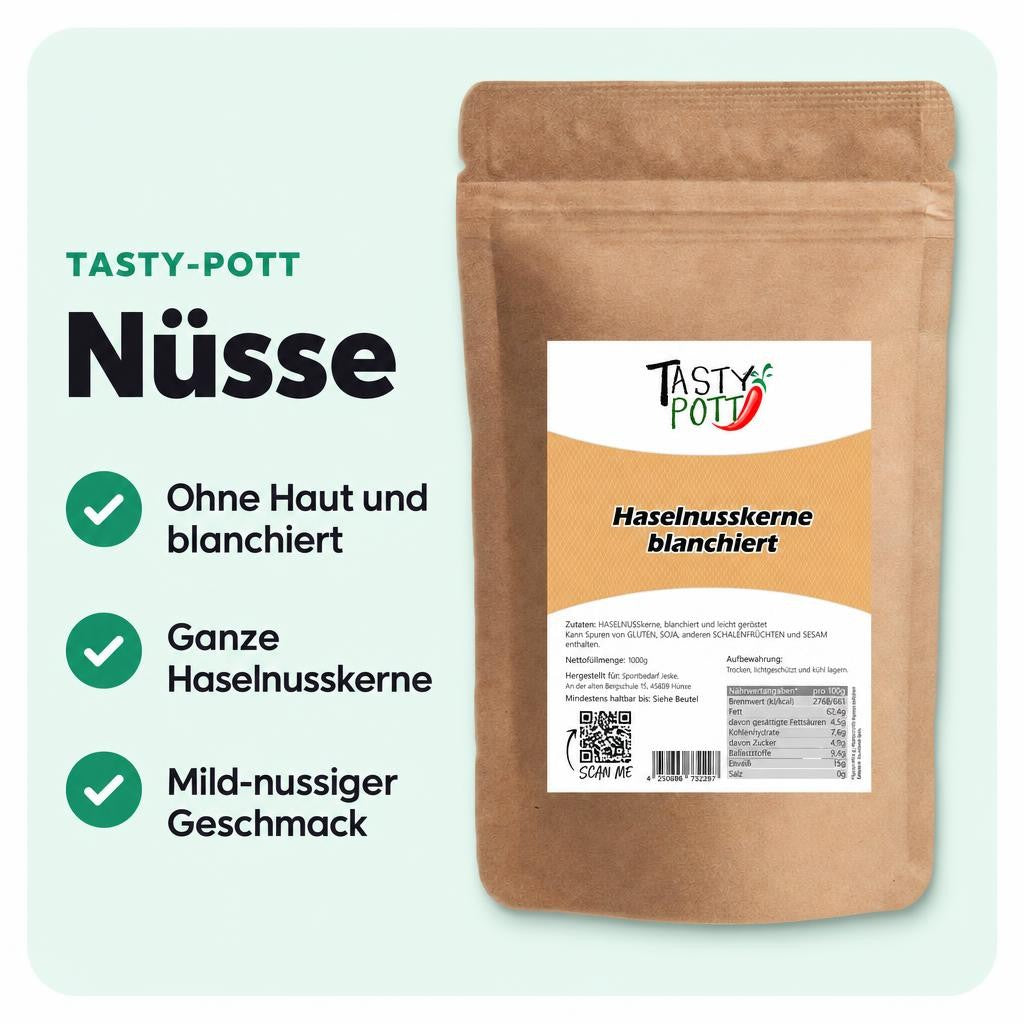 Tasty Pott Haselnusskerne blanchiert - Haselnüsse ohne Haut - im Beutel – Bild 2