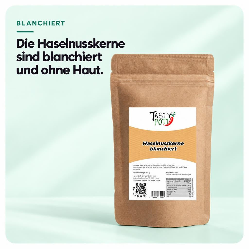 Tasty Pott Haselnusskerne blanchiert - Haselnüsse ohne Haut - im Beutel – Bild 4