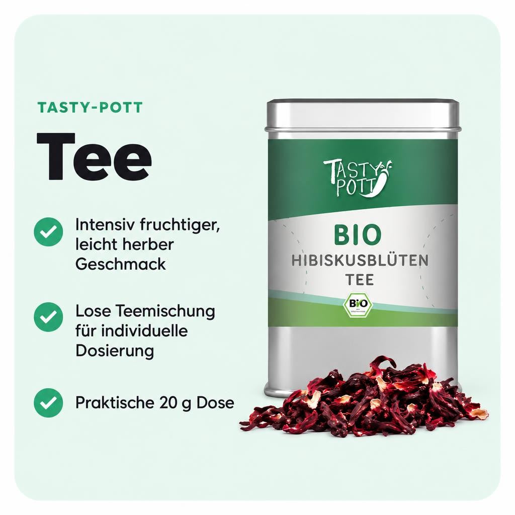 Bio Hibiskusblüten Tee 20g Dose von Tasty Pott – Bild 2