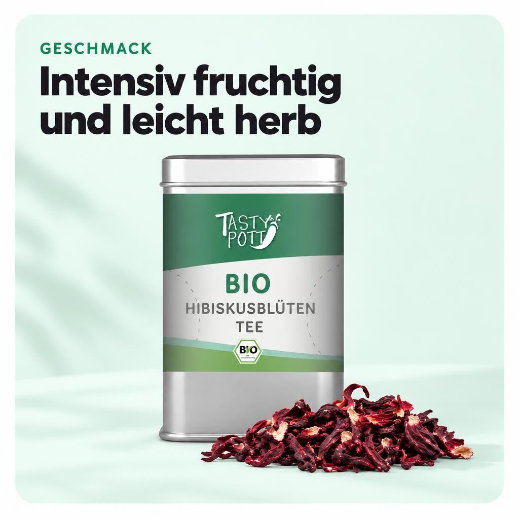 Bio Hibiskusblüten Tee 20g Dose von Tasty Pott – Bild 4