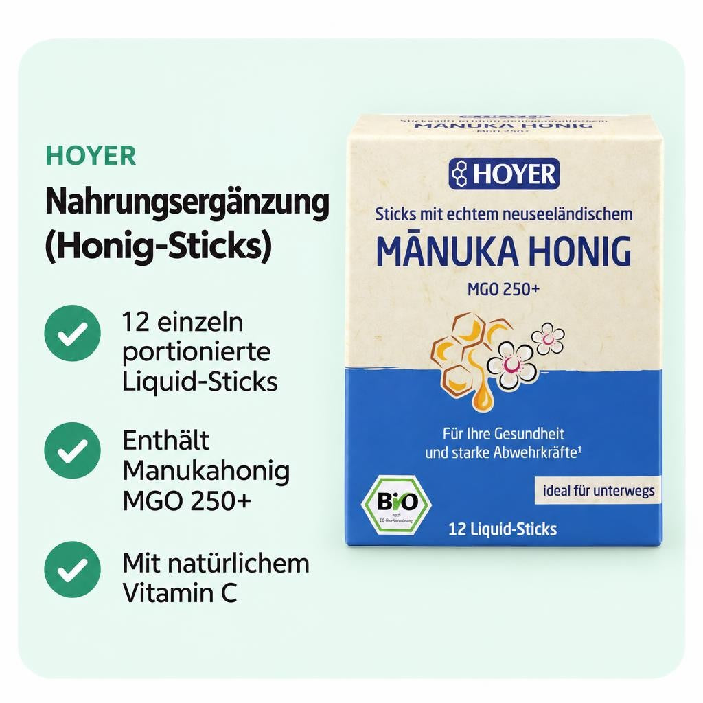 HOYER Manuka Honig Liquid-Sticks MGO 250+,(12 Sicks) 96g – Bild 2