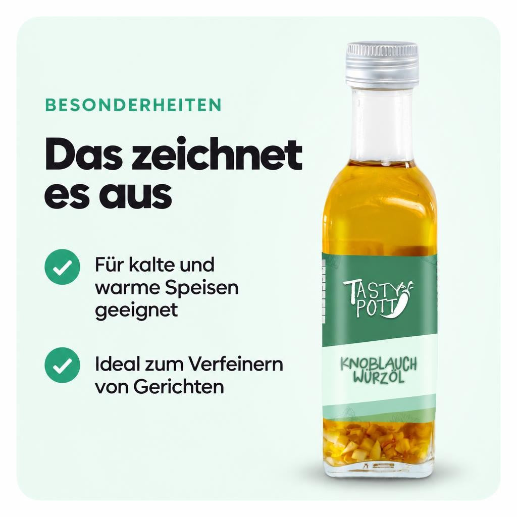 Tasty Pott Knoblauch Würzöl - 100ml Flasche – Bild 5