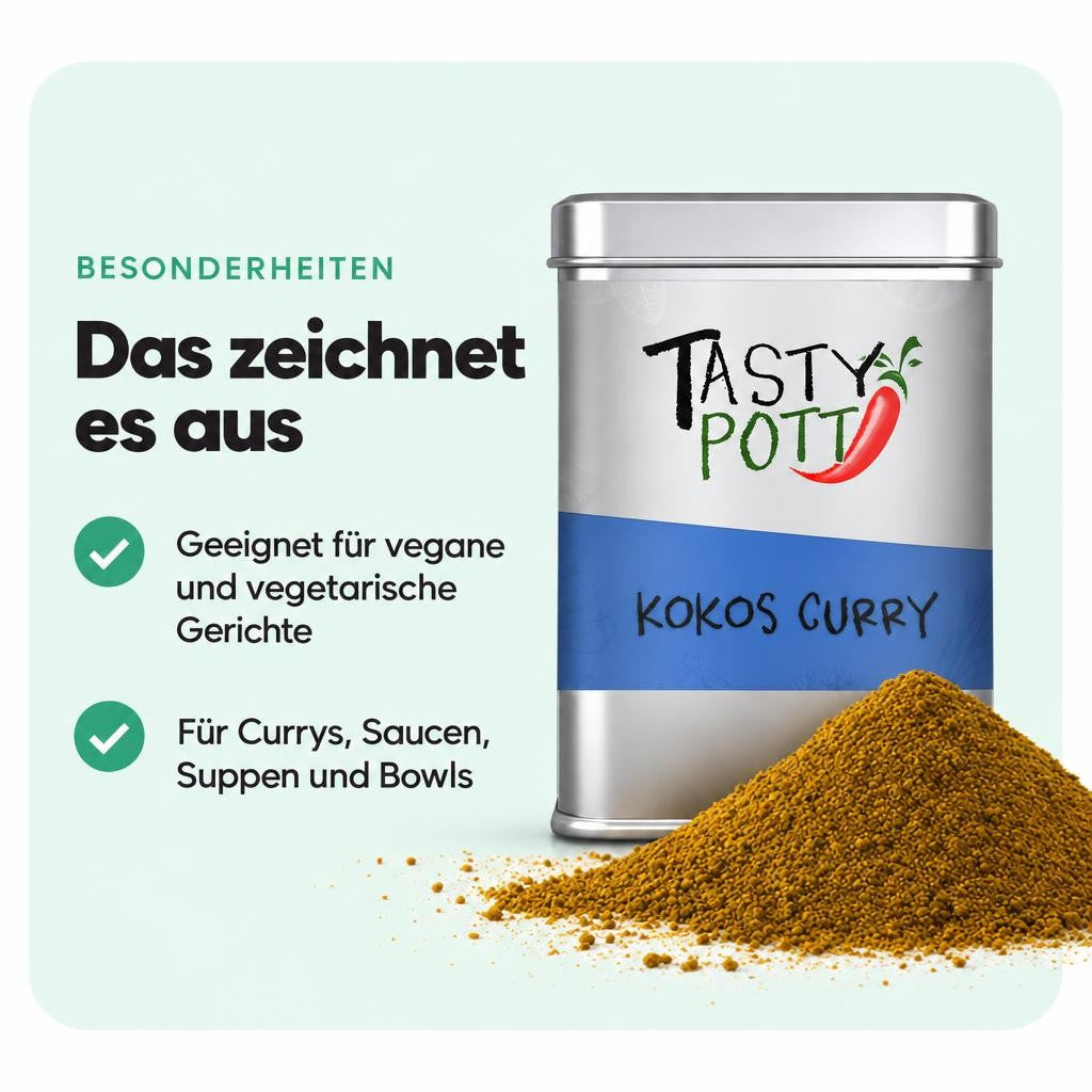 Tasty Pott Kokos Curry Gewürz - 75g Dose – Bild 5
