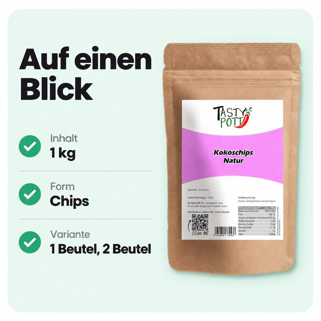 Tasty Pott Kokoschips natur - im Beutel – Bild 3