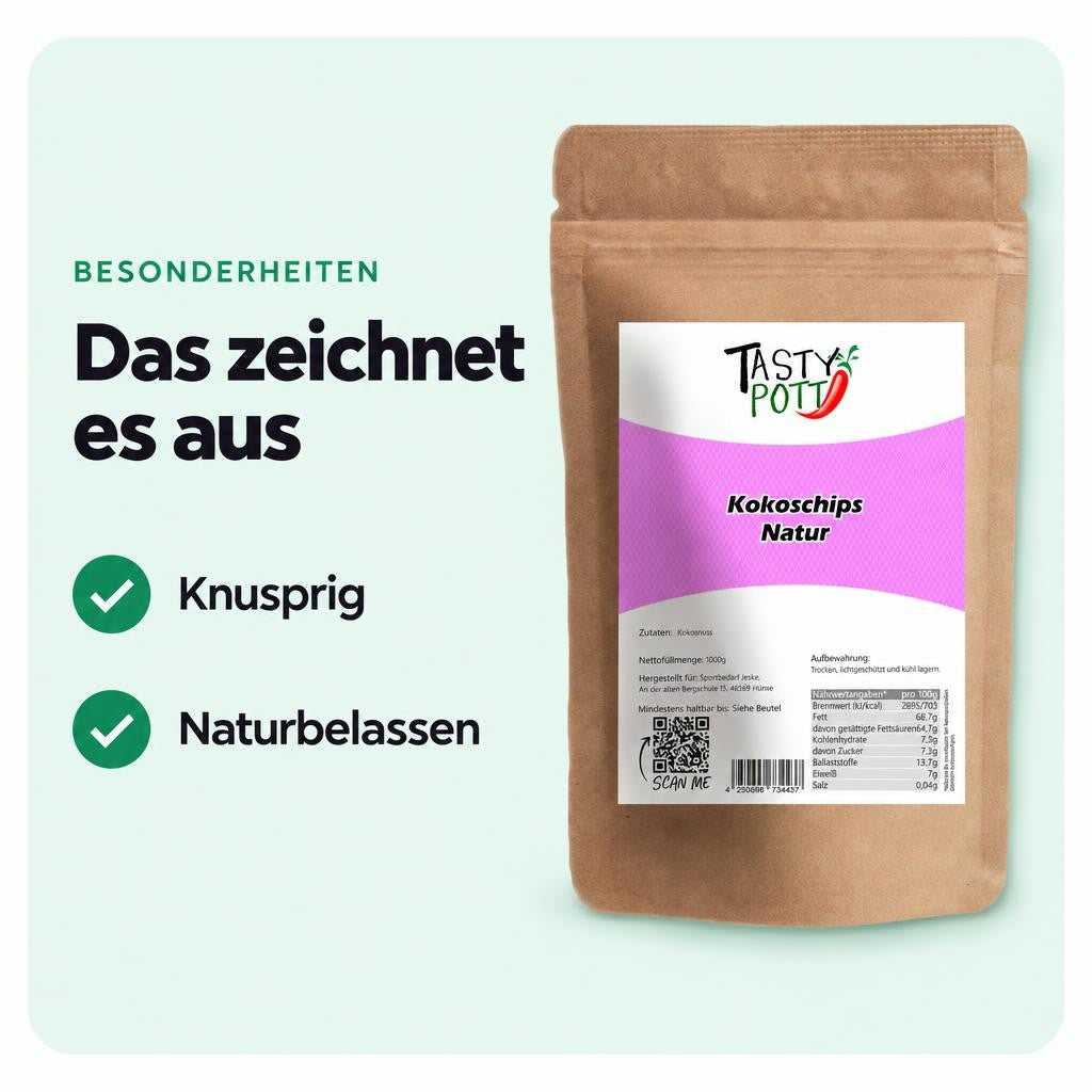 Tasty Pott Kokoschips natur - im Beutel – Bild 5